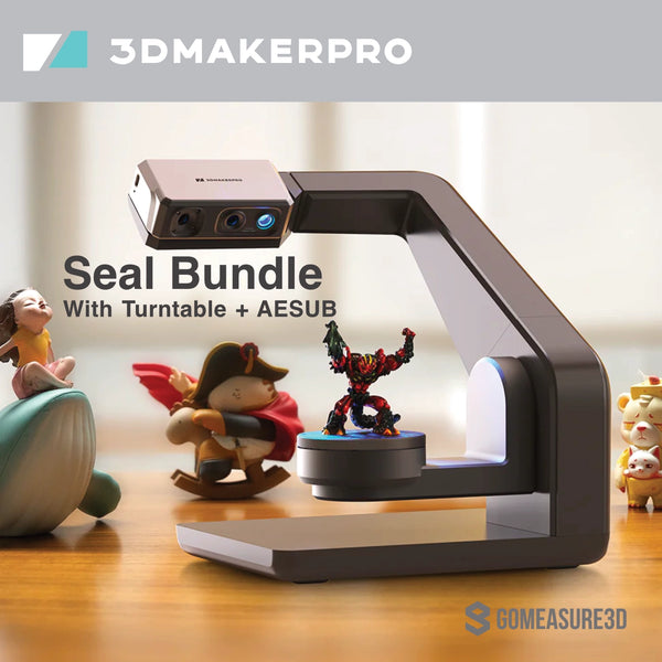 3DMakerPro Seal Bundle with Multi-Axis Turntable and AESUB Blue 6 Pack (Scans Small Objects)
