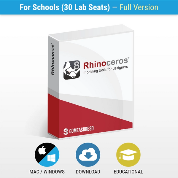 Rhino 8 for Windows and Mac (School License - 30 Lab Seats)