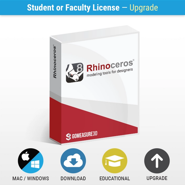 Rhino 8 for Windows and Mac (Student or Faculty License UPGRADE)